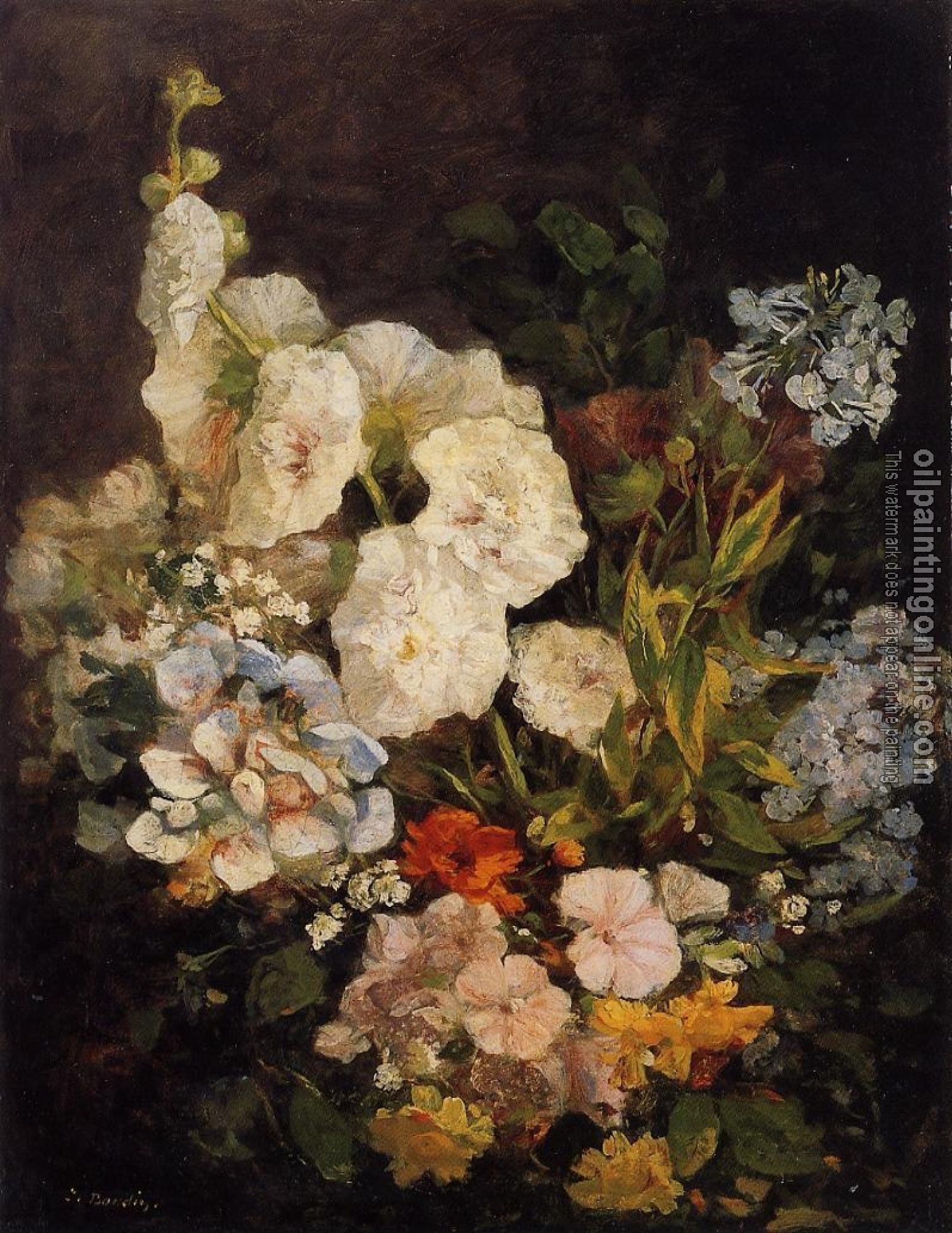 Boudin, Eugene - Spray of Flowers, Holyhocks